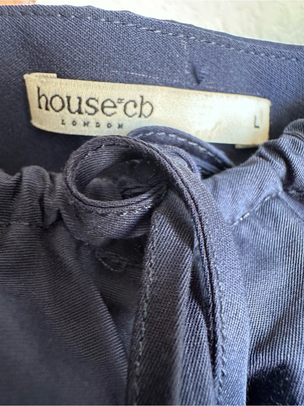 House of CB Carmen Navy Blue Corset Lace Up Back Dress large Milkmaid Sundress - Picture 10 of 16